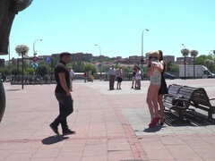 Petite Whore Molly Saint Rose Fucked and Humiliated in Public Plaza!!