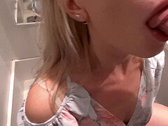 QUICKIE. very first CREMPIE IN FITTING ROOM. BLONDE bang AND inhale IN SHOP