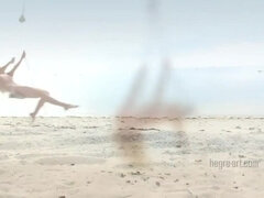 Blonde Coxy's Outdoor Swing on Beach