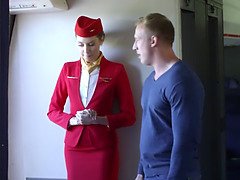 Blasen, Kondom, Hd, Stewardess, Ablutschen, Uniform