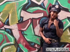 Africain, Branlette thaïlandaise, Hd, Léchez, Nylon, Police, Strapon, Uniforme