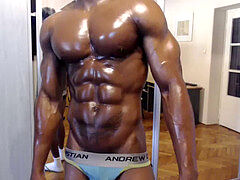 Gay black, lube, muscle