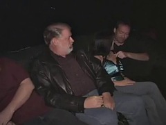 Sierra Snow group nailed and bukkake fucked in porn theater