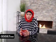 Stepson Donnie Rock teaches hijab-wearing stepmom Lilly Hall how to suck and fuck like a pro