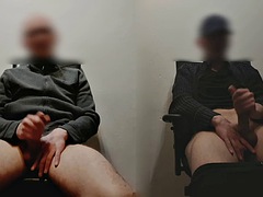 Caught an older straight guy jerking off with his young gay neighbor, which ended with huge creamy cumshots