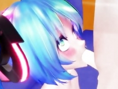 MMD Miku x Rin Fellation futanari