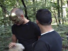 French girl takes three cocks to please in the woods