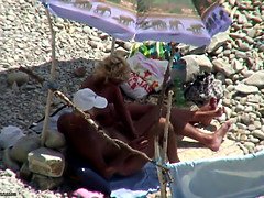 Big cock grandpa fucking on the beach