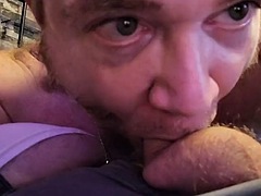 Hairy daddy bear does what he does best and sucks the boys big cock