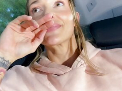 german babe secretly jerk off in taxi