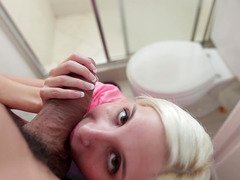 Sweet and moreover petite Piper Perri sucks his big cock and moreover tastes his cum