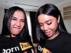 Two Asian shemale teens get together for a special threesome on PornHub