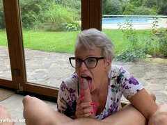 Angel Wicky - Mom And StepSon - outdoor terrace fuck with busty blonde Czech MILF