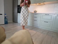 Step Mom Catches Step Son Hard While Cooking And Rides His Cock For A Big Load On Her Round Ass