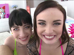 Intrepid Goth slut Charlotte Sartre assists in Chloe Carter's virgin anal scene