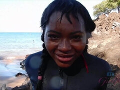 Praia, Negroa, Ébano negroa, Namorada, Punheta, Pontos de vista, Xoxota, Voyeur