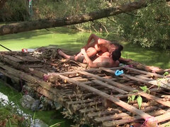 Cute teen Naomi Bennet enjoys a hot mess in the jungle