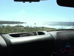 You take Lily to the beach and make her squirt in the car.