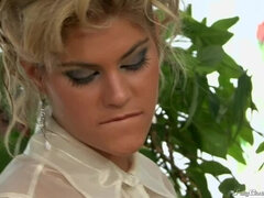 Blondin, Kvinna, Handjobb, Naturlig, Strumpbyxor, Dusch, Stockings, Suger