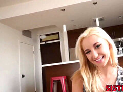adorable blond teen Jade Amber entices her stepbrother