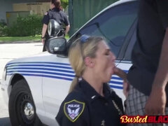 Two horny cops with fat asses get fucked