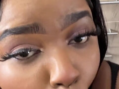 Busty Black Step Sister Wanted Tea but Instead, She Got a Creampie
