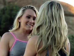 Lesbians Aj Applegate and moreover Mia Malkova kiss and moreover lick outdoors