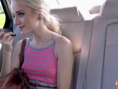 Pretty Eva fuck car driver for free ride rewards stranger with hot sex