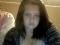 Amatør, Langt ned i halsen, Kvinde, Mager, Solo, Teenager, Bryster, Web kamera