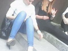 Bisexuelle, Bulgare, Talons, De plein air, Fumer