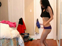 skinny chinese teen dancing in panties