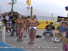 Spring Breakers Get Naked In Front Of Happy Crowd - Big tits