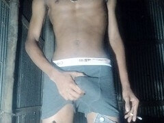 Verga grande, Negro, Gay, Pajear, Masturbación, Desnudo, Fumando, Solo