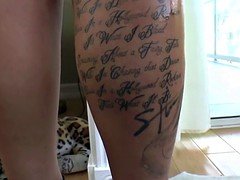 Tattooed mistress fingers her sub servant