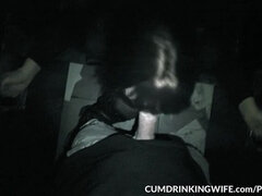 Slutwife Marion gangbanged by many strangers at the Adult Theaters