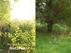 Countryside Weeing - While Out Walking She Takes A Piss