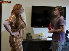 Curvy redhead pounded by stepson