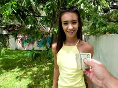 Innocent chick acts like a real slut after she receives money