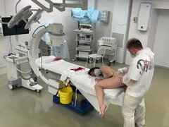 Doktor, Hundestilling, Handsker, Latex, Maske, Offentlig, Hård sex, Bryster