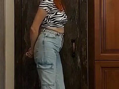 Kopalnica, V ozadju, Evropska, Jeans, Milf, Lulanje, Solo, Mokra