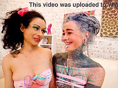 엉덩이, 핑거링, 피스팅, Hd, 수음, 잡년, 문신, 젖가슴