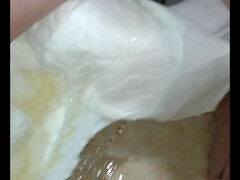 Enthousiasteling, Blond, Luier, Pissen, Alleen, Toilet
