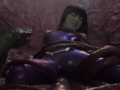 Japanese Heroines Bound By Tentacles