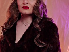 ASMR fur coat fetish, vaping smoking with short leather gloves Arya Grander