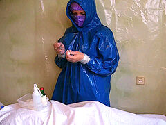 Real nurse, nurse gloves handjob, protective suit