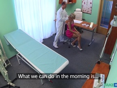 Fake Hospital (FakeHub): Slim blonde gets creampied after fucking in the toilet and the doctors office