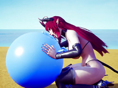 Demon Broad sucking off a bouncing ball.