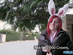 PublicAgent super hot Easter Bunny dame nailed Outside