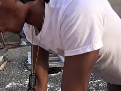Ebony military stud facialized and assfucked in outdoor orgy