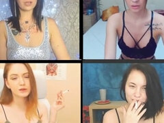 Sandra Morelli gives a mellow JOI during smoking split screen compilation